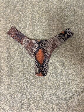 Montce Snake-Print Bikini Bottom in Orange, Brown & Black